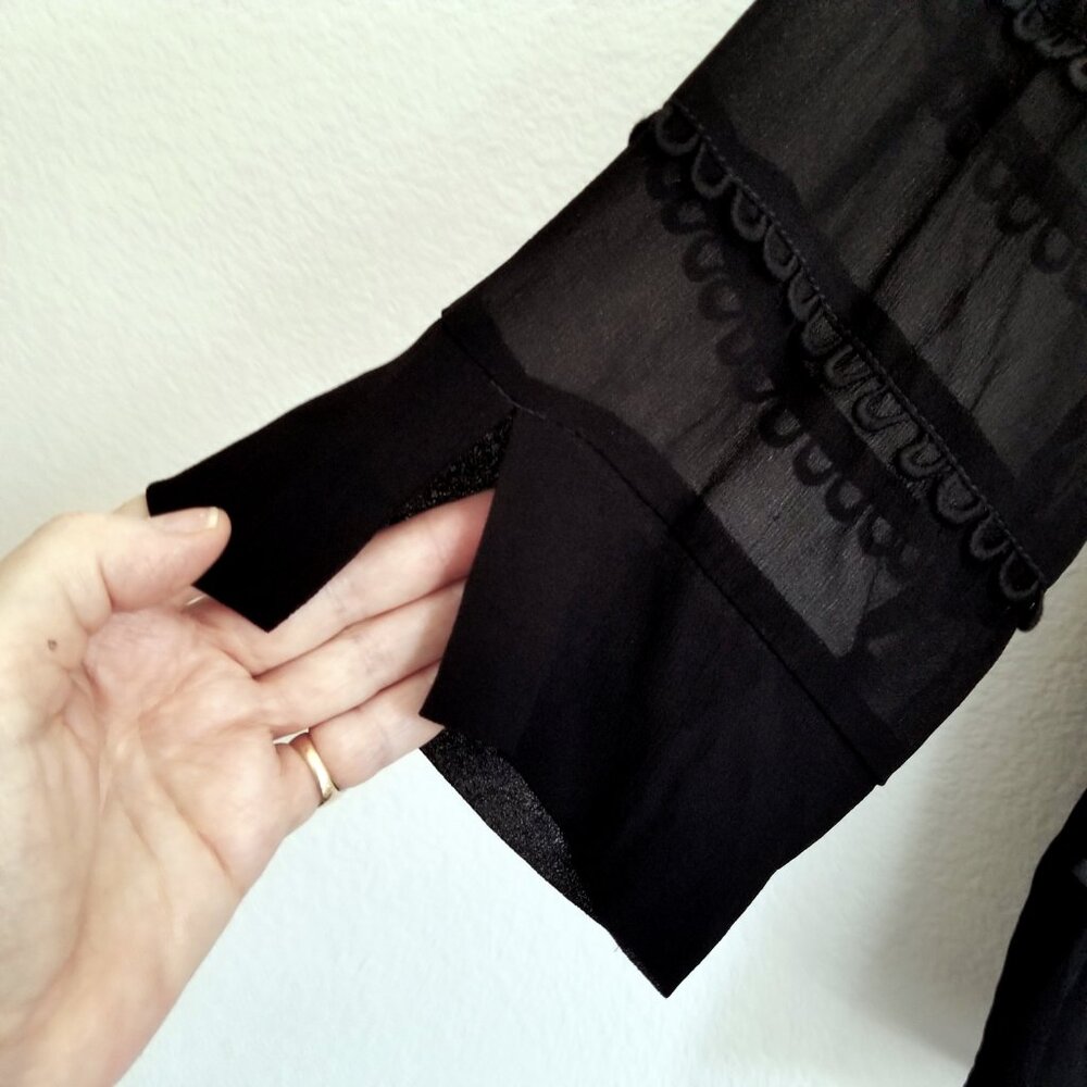 NWT Cleobella Autumn Blouse Jet Black Semi Sheer Size Large Tiered Trim High End - Picture 5 of 16